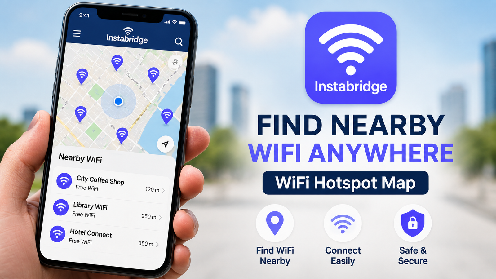 Instabridge WiFi hotspot map